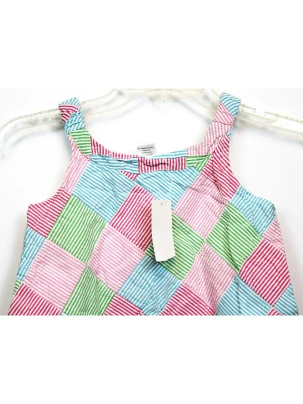 2008 Gymboree Tennis Match Patchwork Tank top Shirt Tee sz 7 Stripe Seersucker
